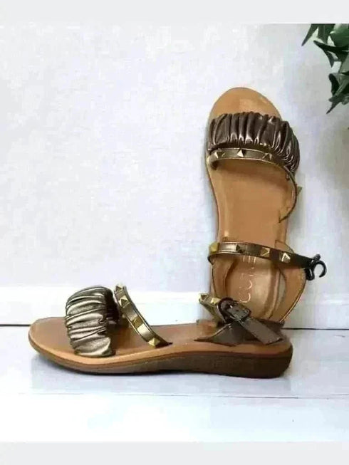 Dark Studded Casual Dress Comfort Wedges - cunei
